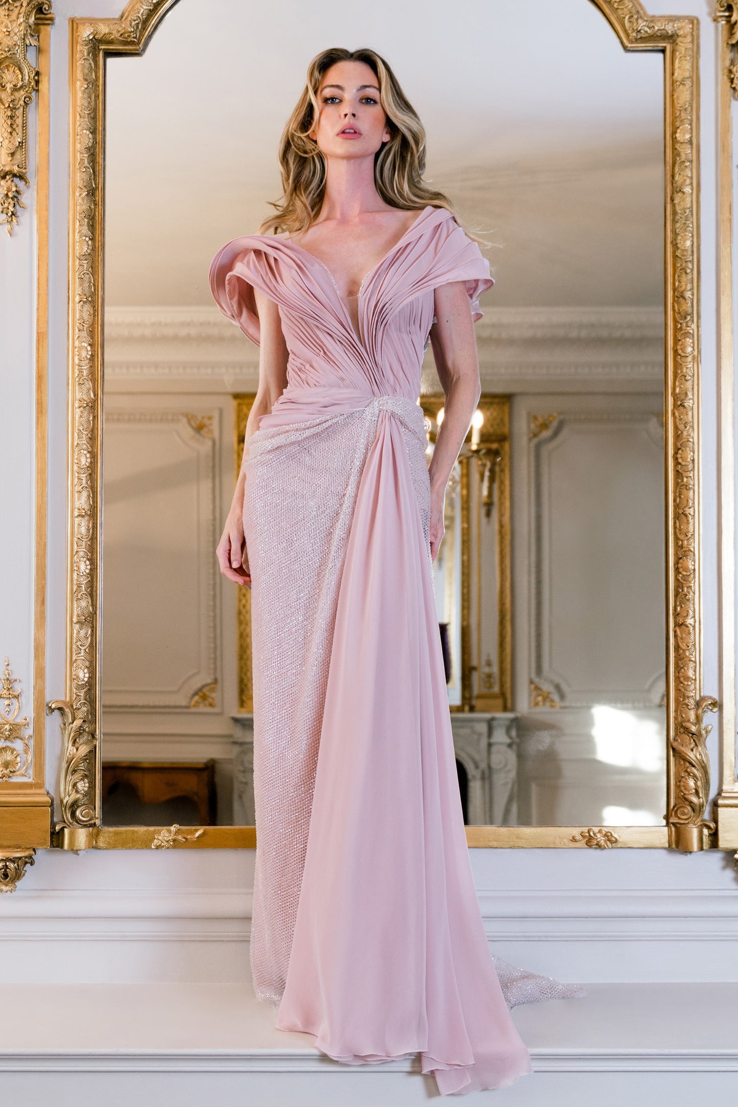 Folded Cap Sleeve Gown