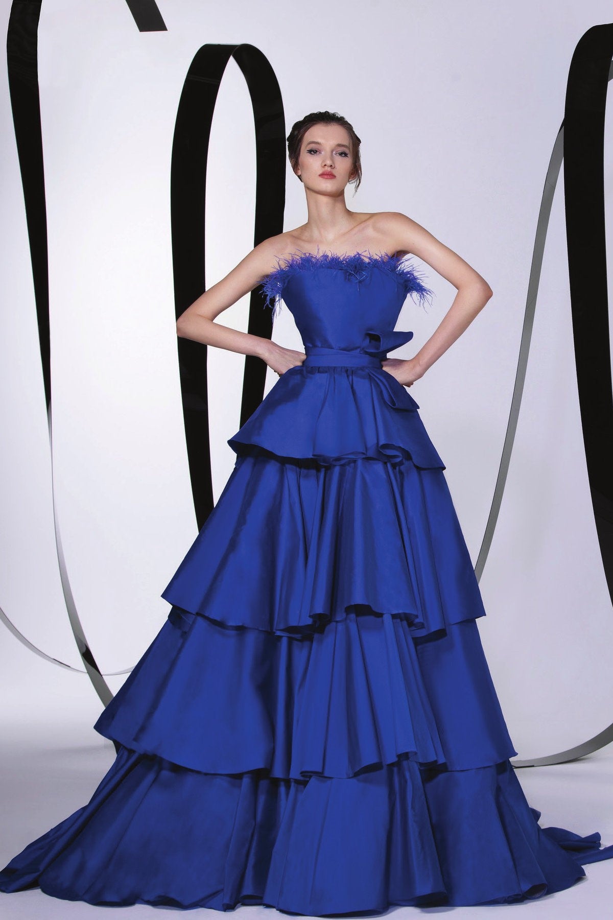 Tiered Strapless Gown