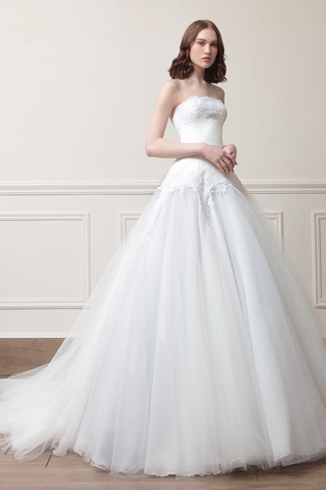 Strapless Silk Razmir and Lace Gown