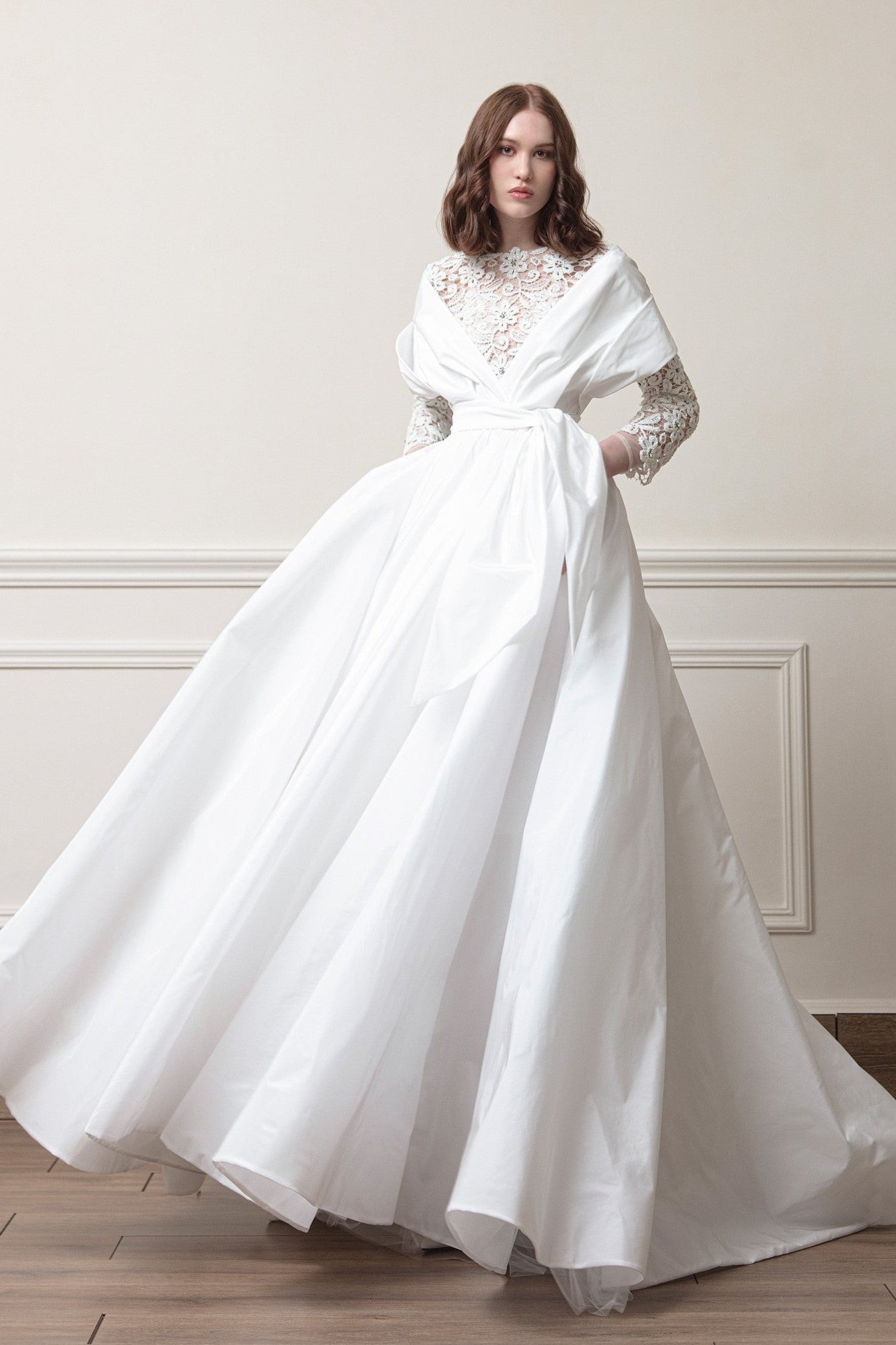 Crochet Body and Taffeta Gown