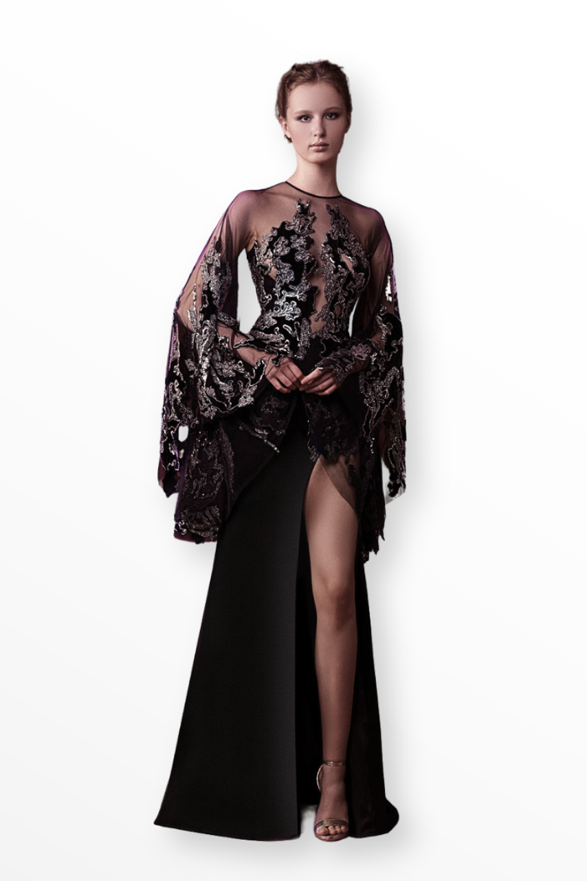 Velvet and Crepe Gown