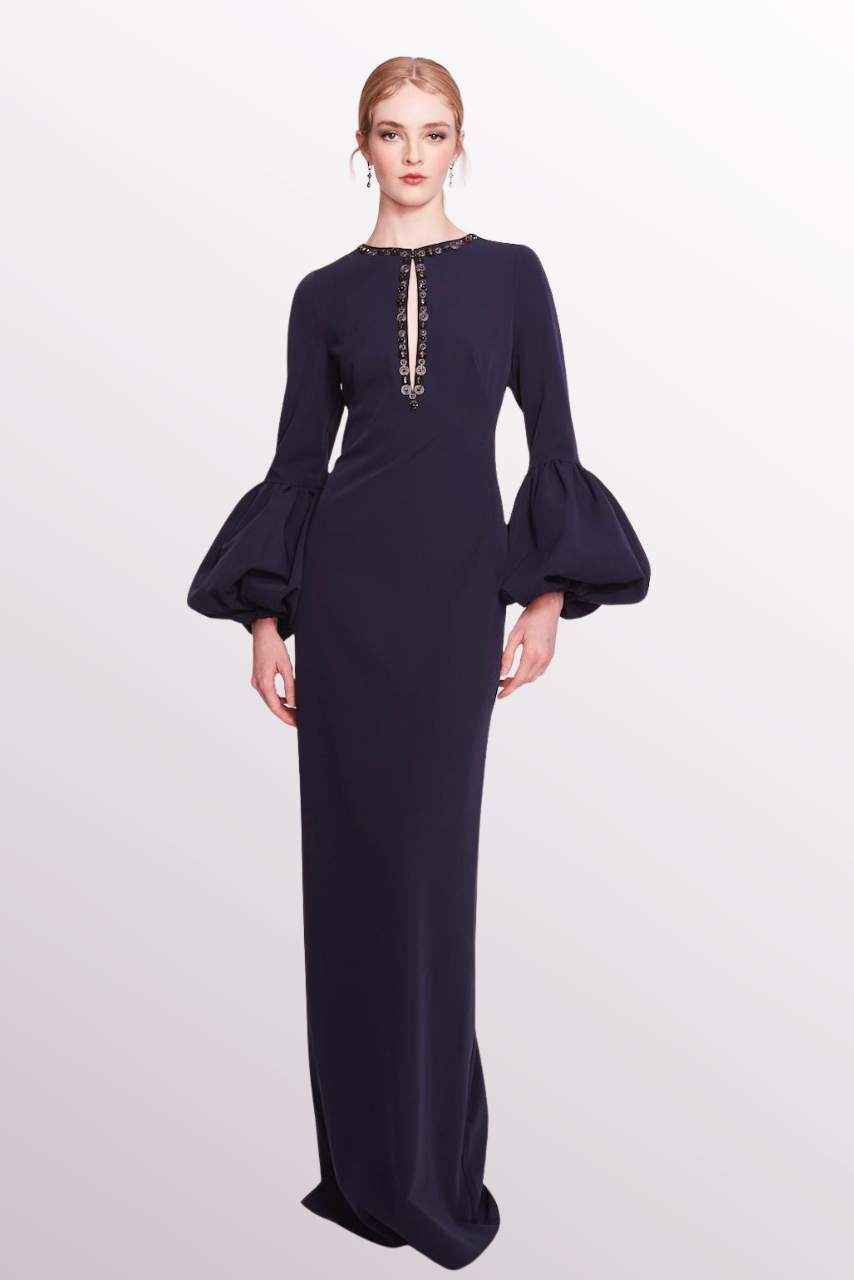 Long-Sleeve Crepe Dress