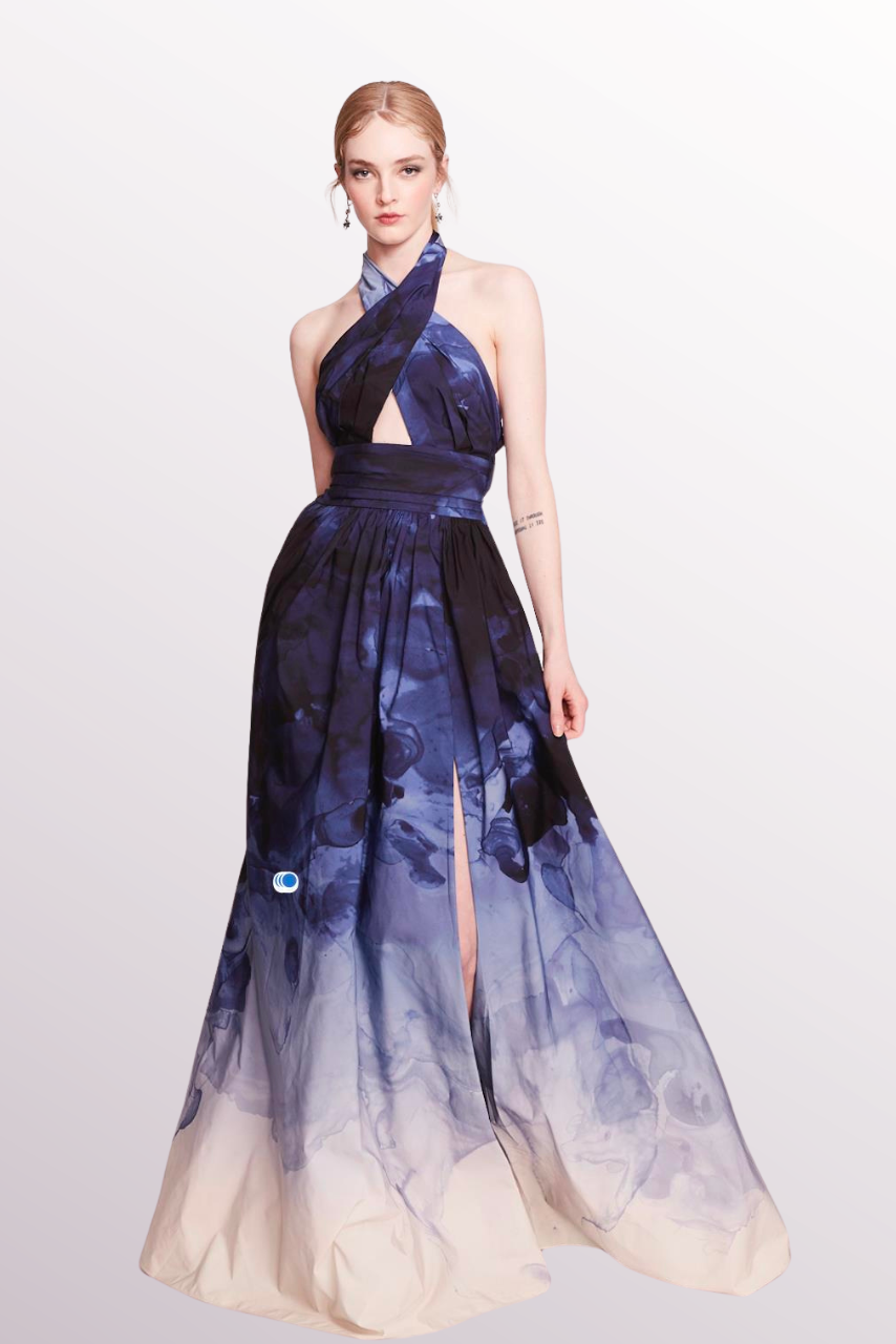 Sleeveless Halter Evening Dress