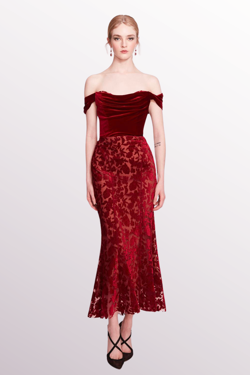 Off Shoulder Velvet Dress