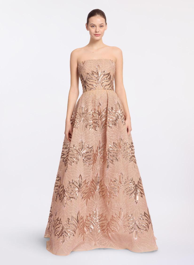 Tulle-Embroidered Gown