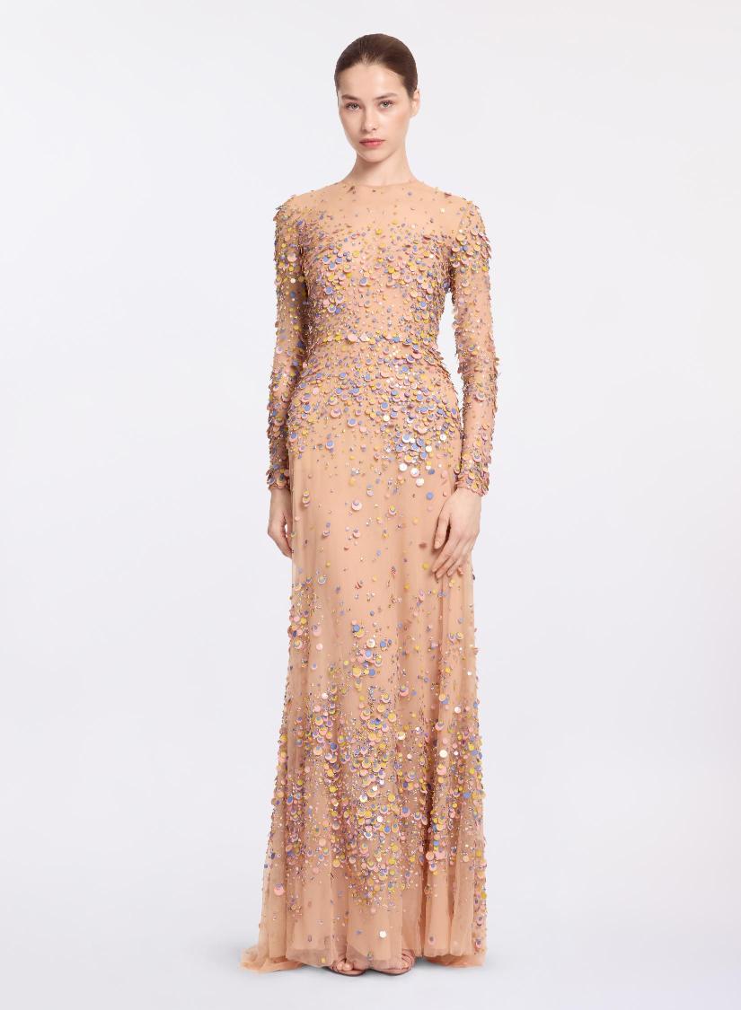 Embroidered Disc Gown