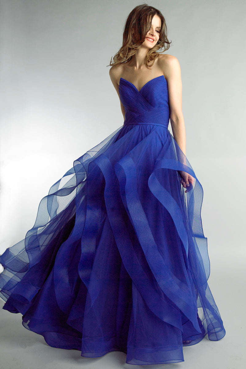 Strapless Royal Blue Evening Gown