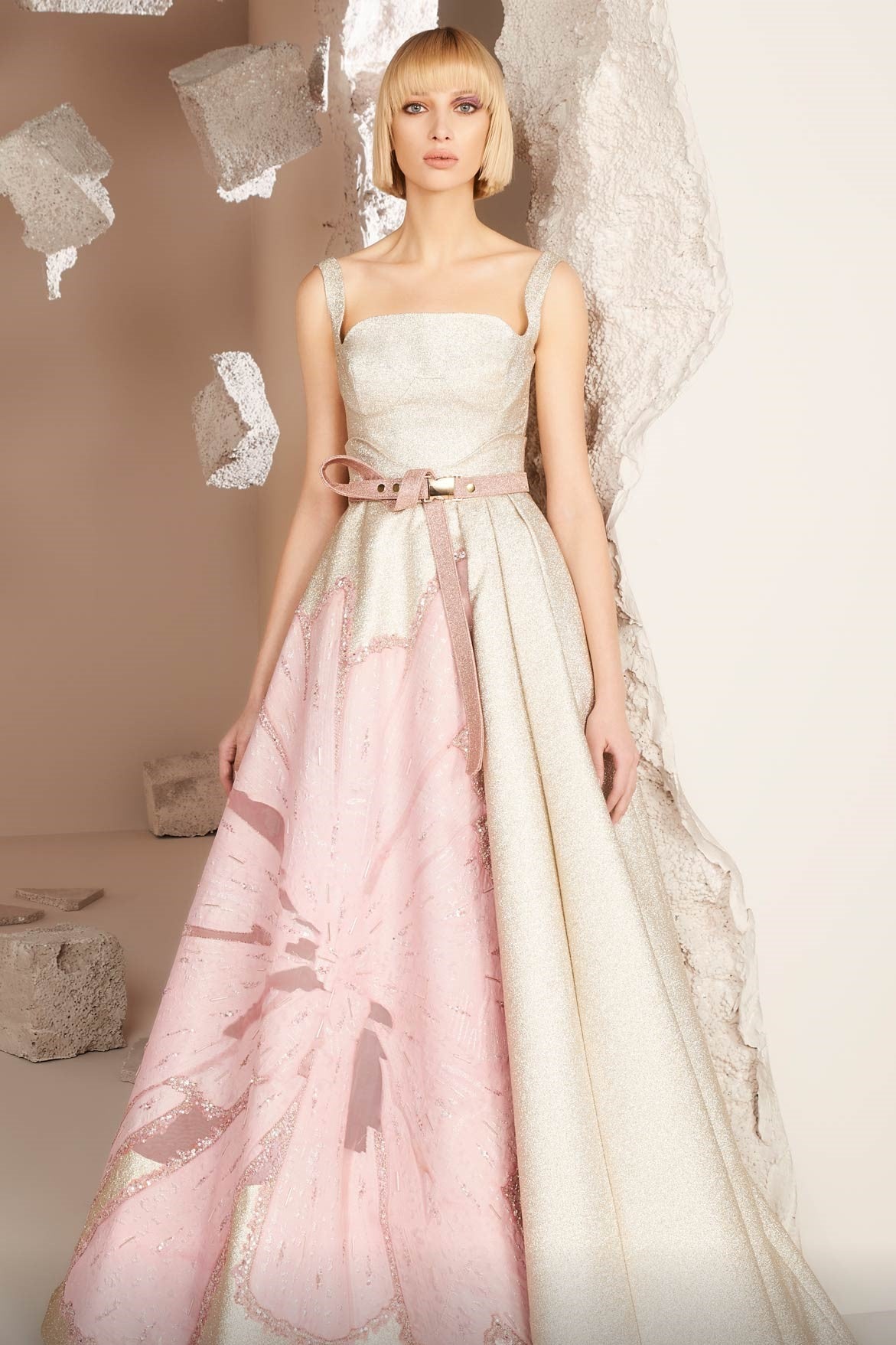 Embellished Floral Sleeveless Gown