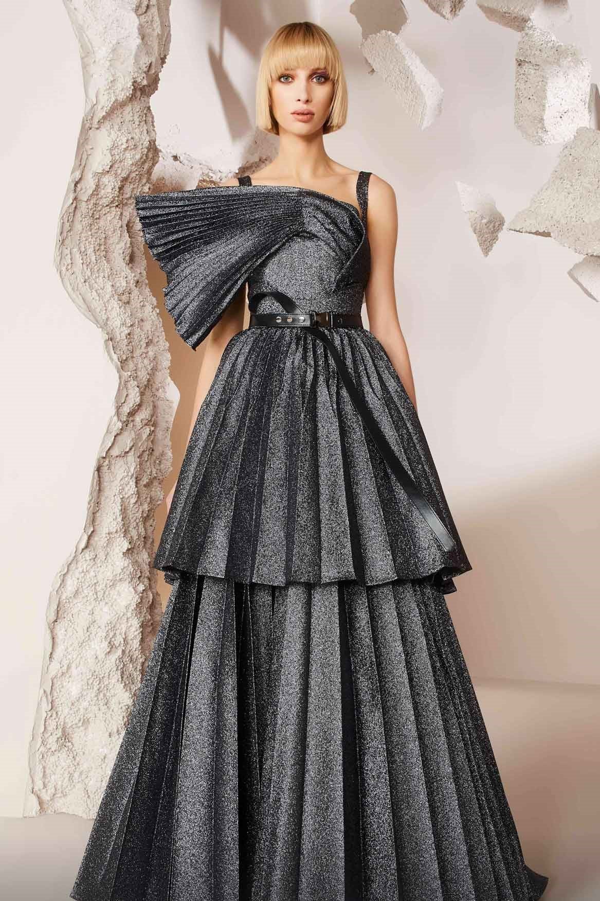 Sculpted Tiered Gown