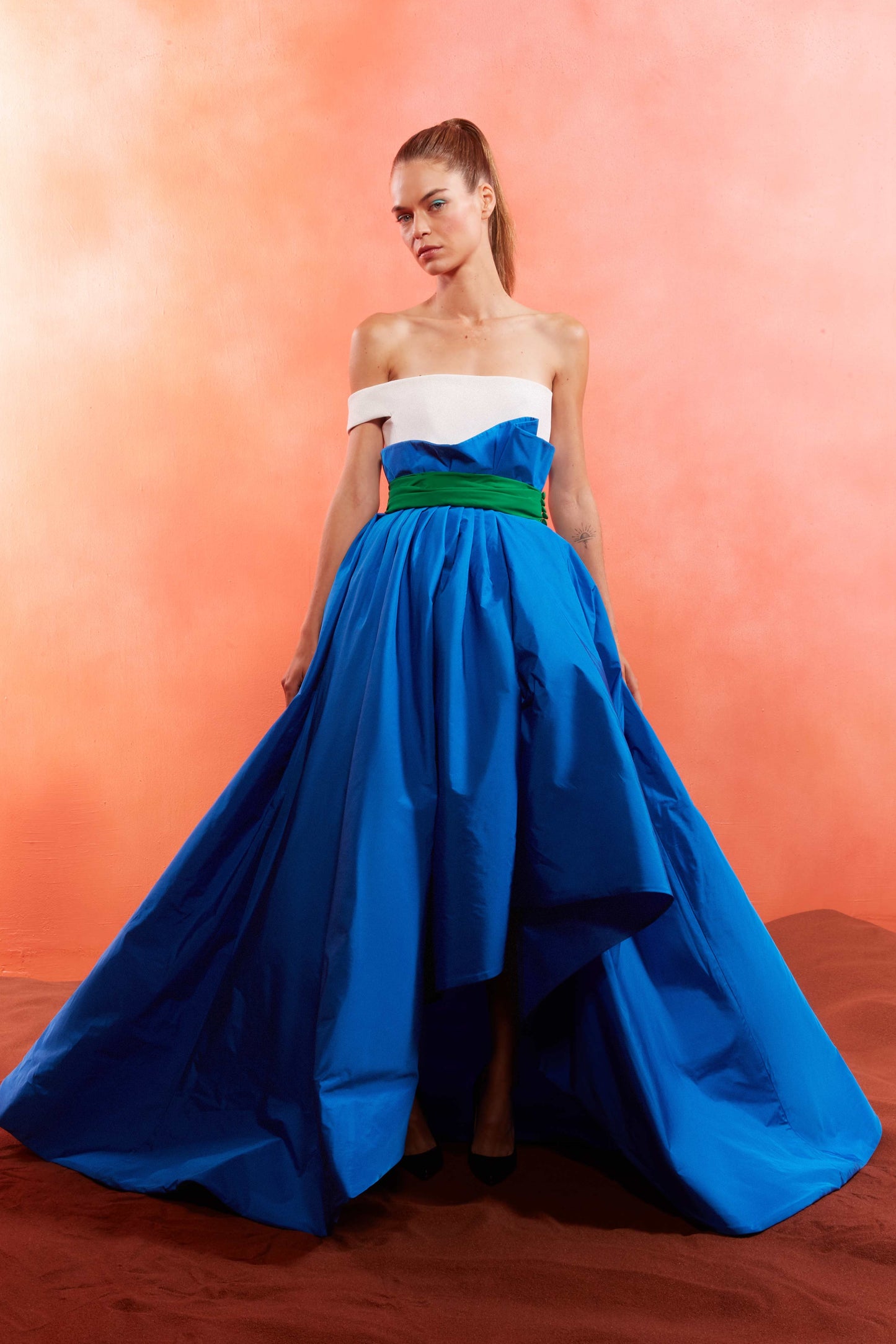 Strapless Structured Asymmetrical Gown