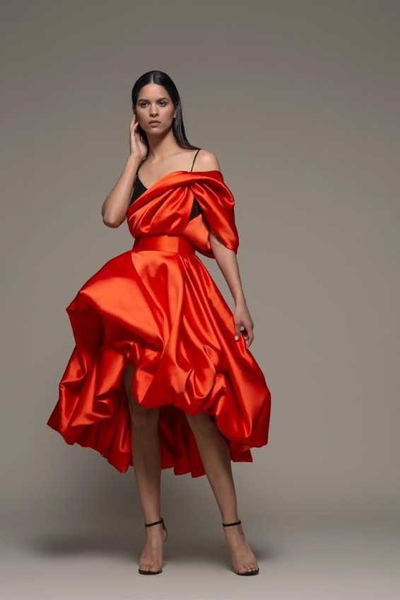 Borgoma Draped Shoulder Dress