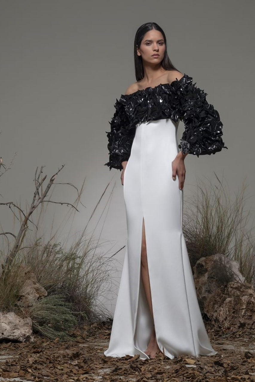 Berceto Off Shoulder Slit Gown