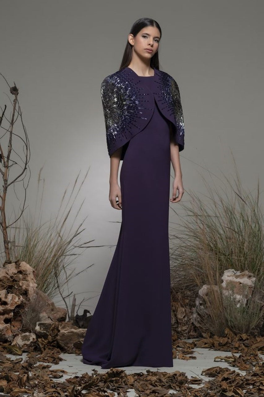 Bardolino Embroidered Cape Gown