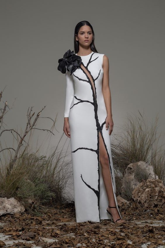 Berbenno One Sleeve Slit Gown