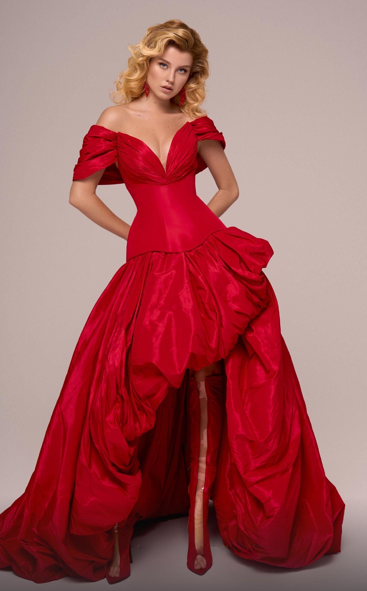 High-Low Off Shoulder Gown