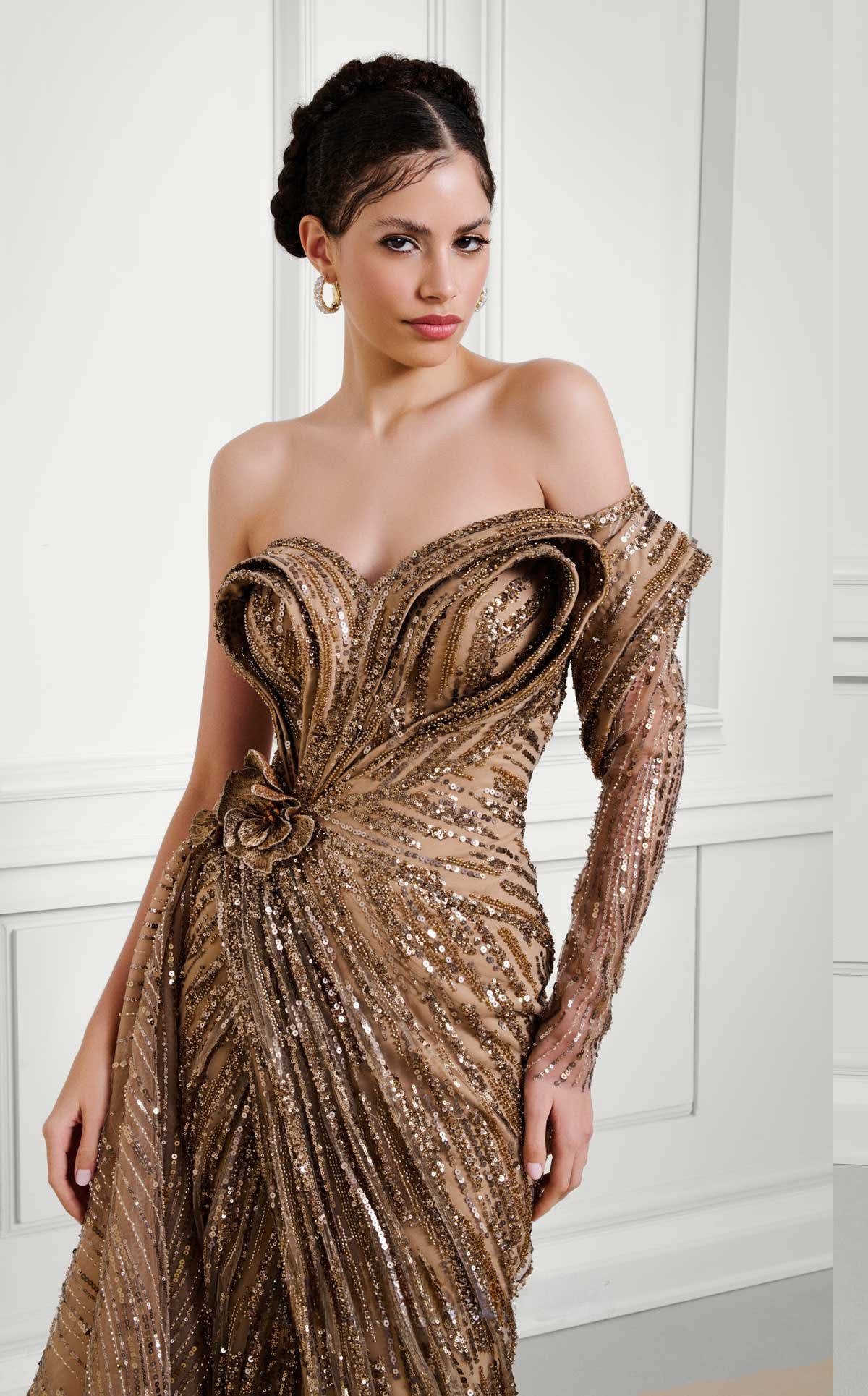 One-Shoulder Sequin Gown