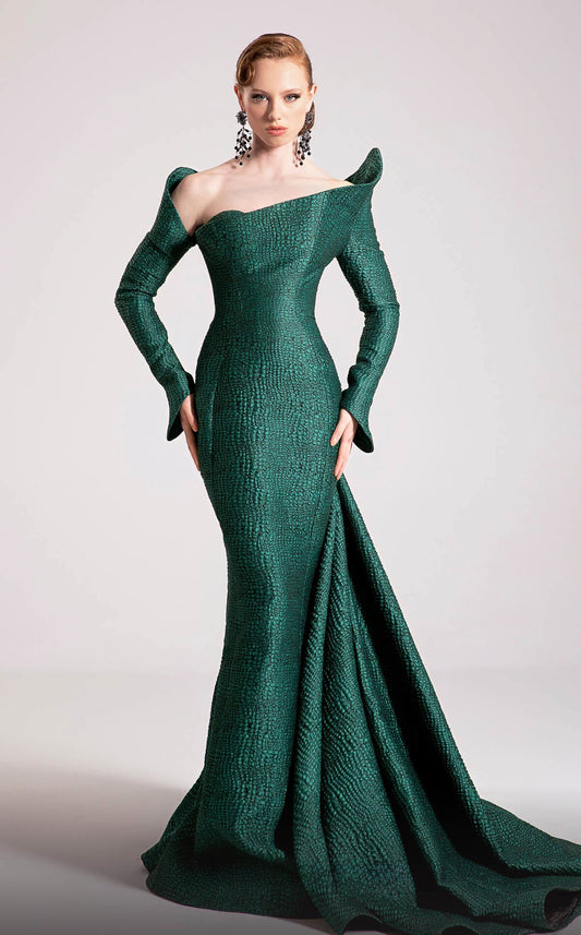 Off-Shoulder Jacquard Gown