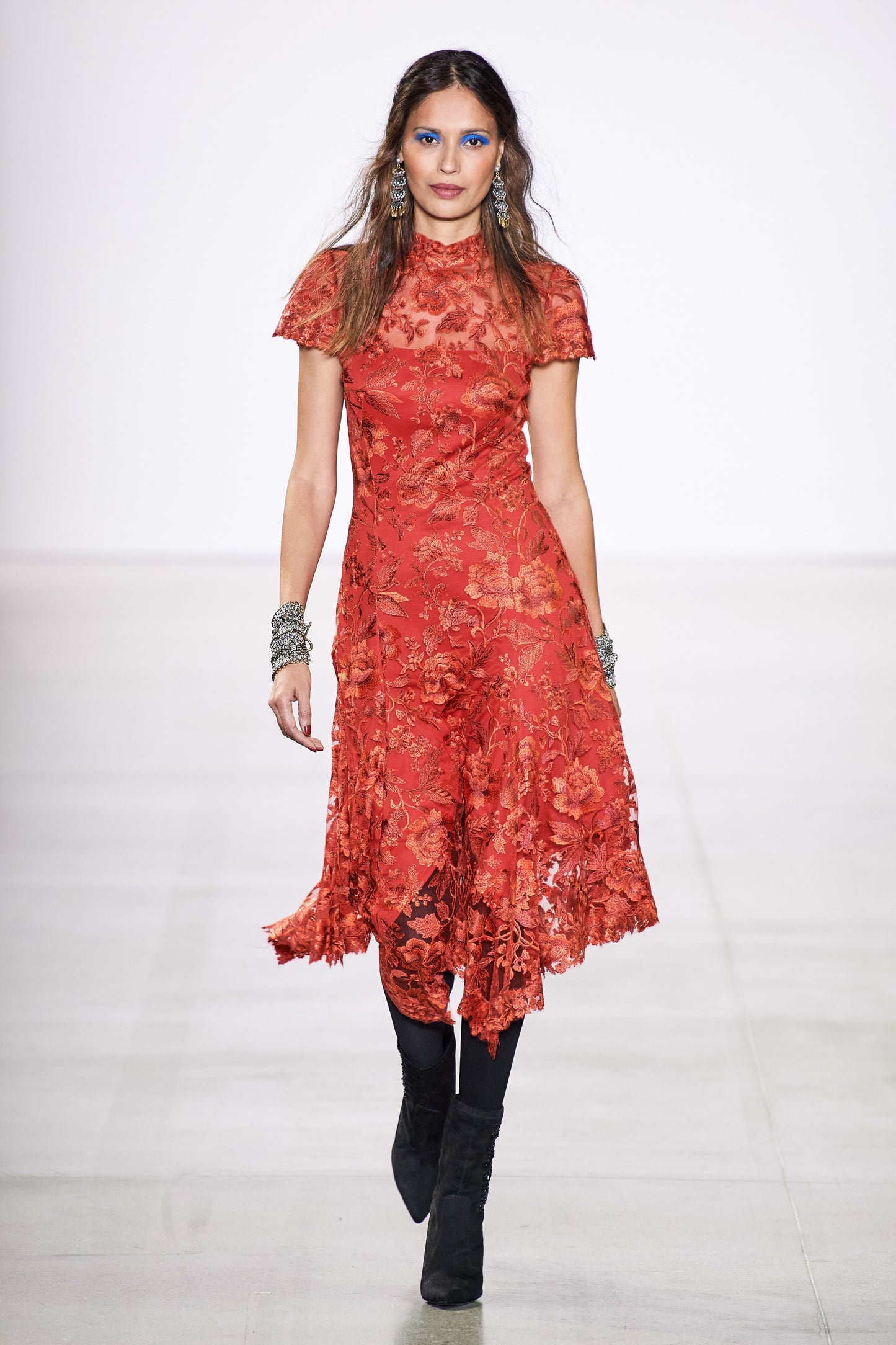 High Neck Short Sleeve Dress