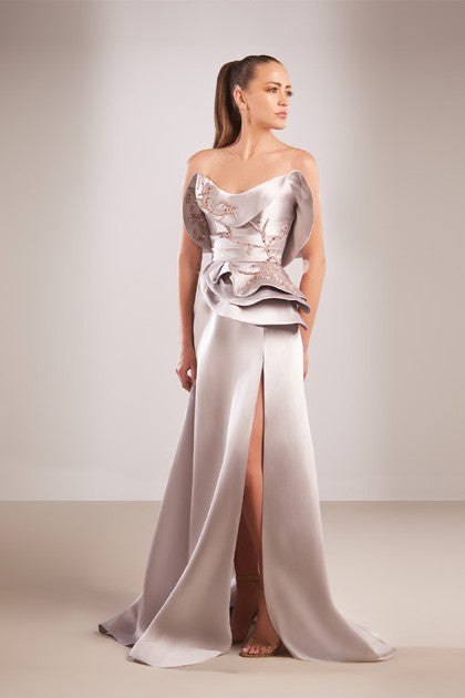 Strapless Ruffle Gown