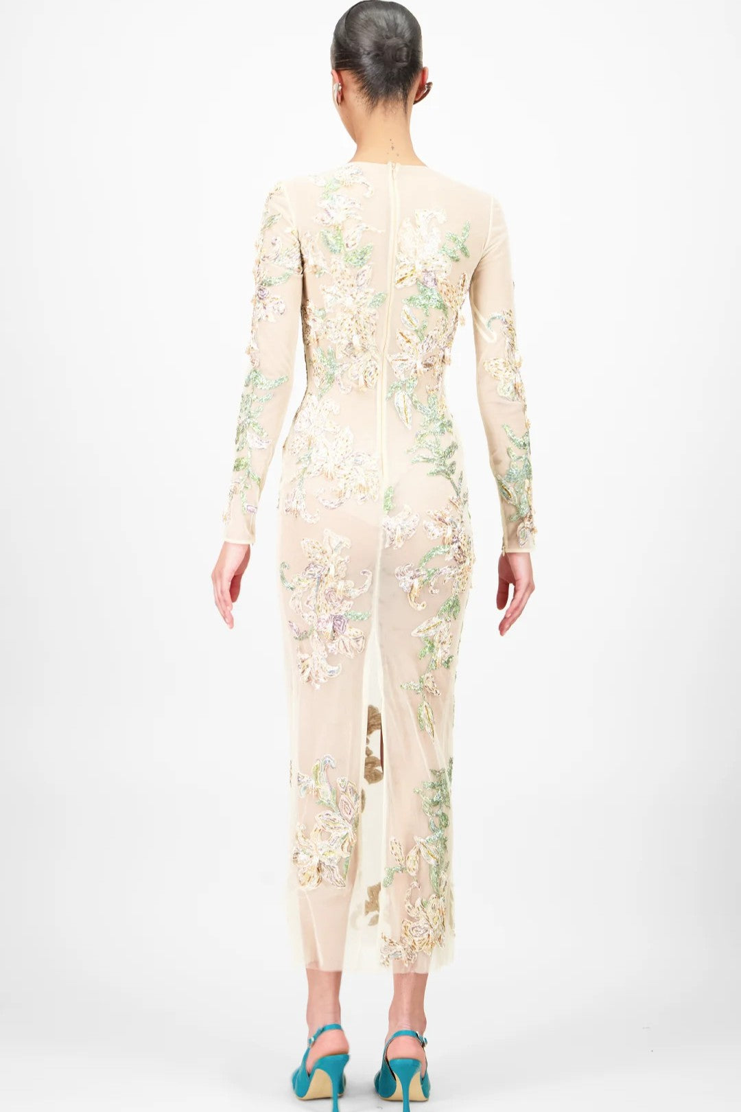 Floral Beaded Midi Dress