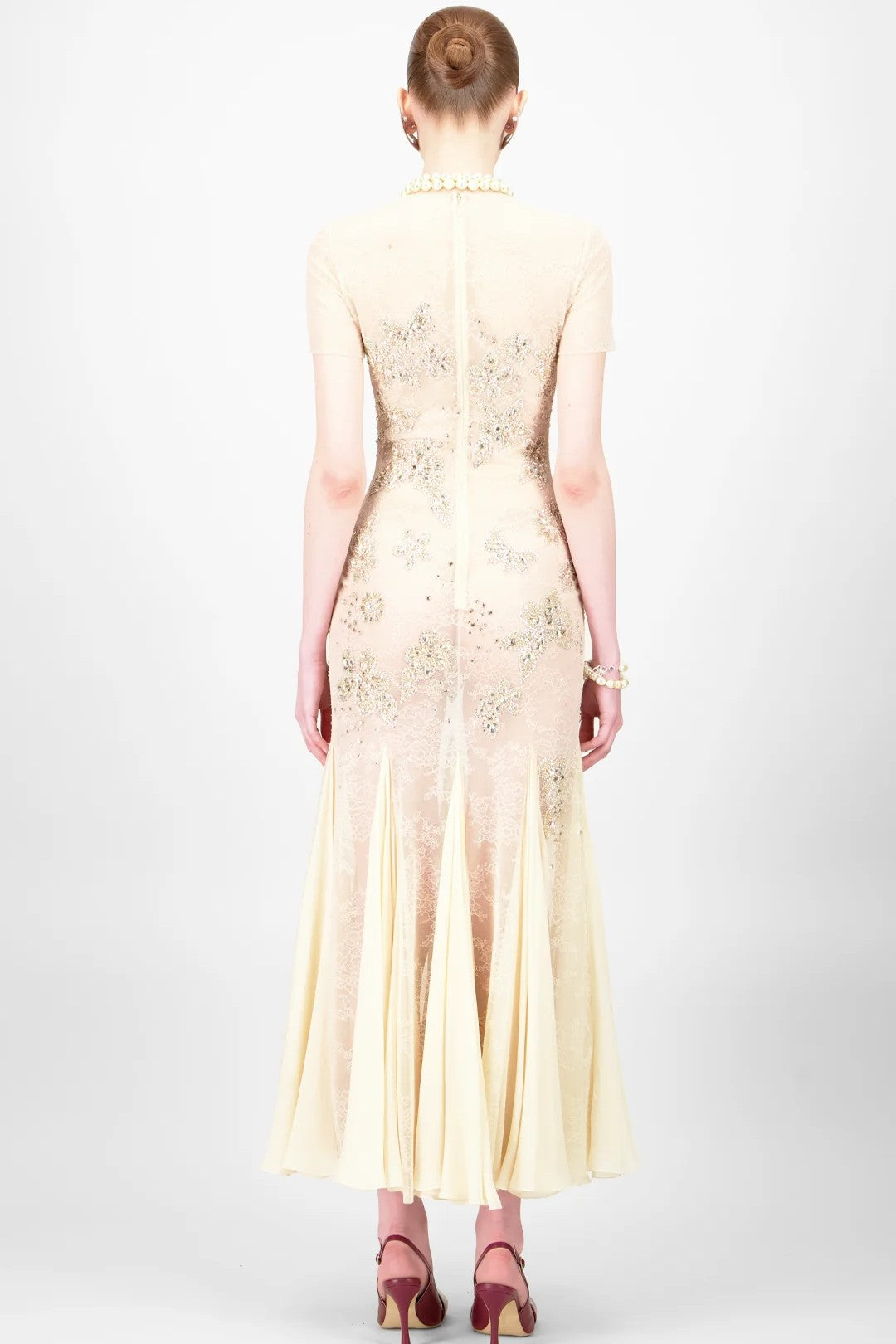 Crystallized Lace Midi Dress