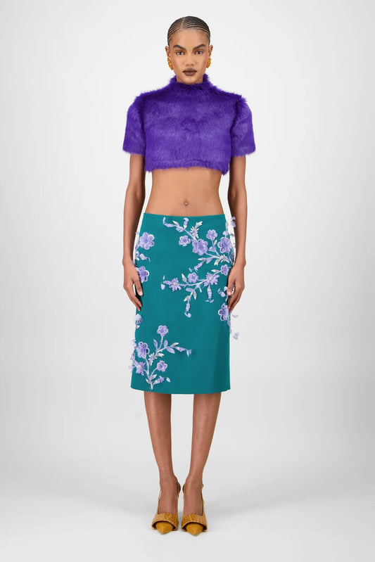 Faux Fur Top & Beaded Skirt