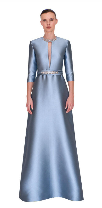 3/4 Sleeve -Mikado Piqué Gown