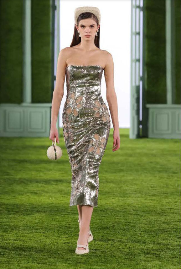 Metallic Sequin Midi Dress