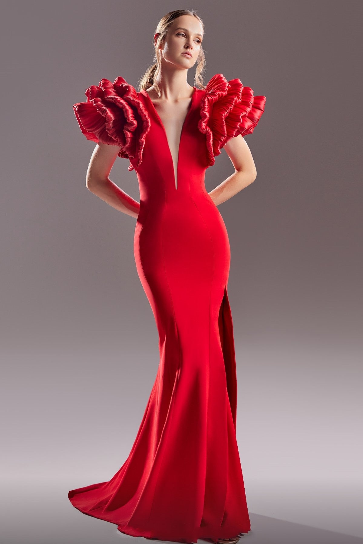 Voluminous Shoulders Gown