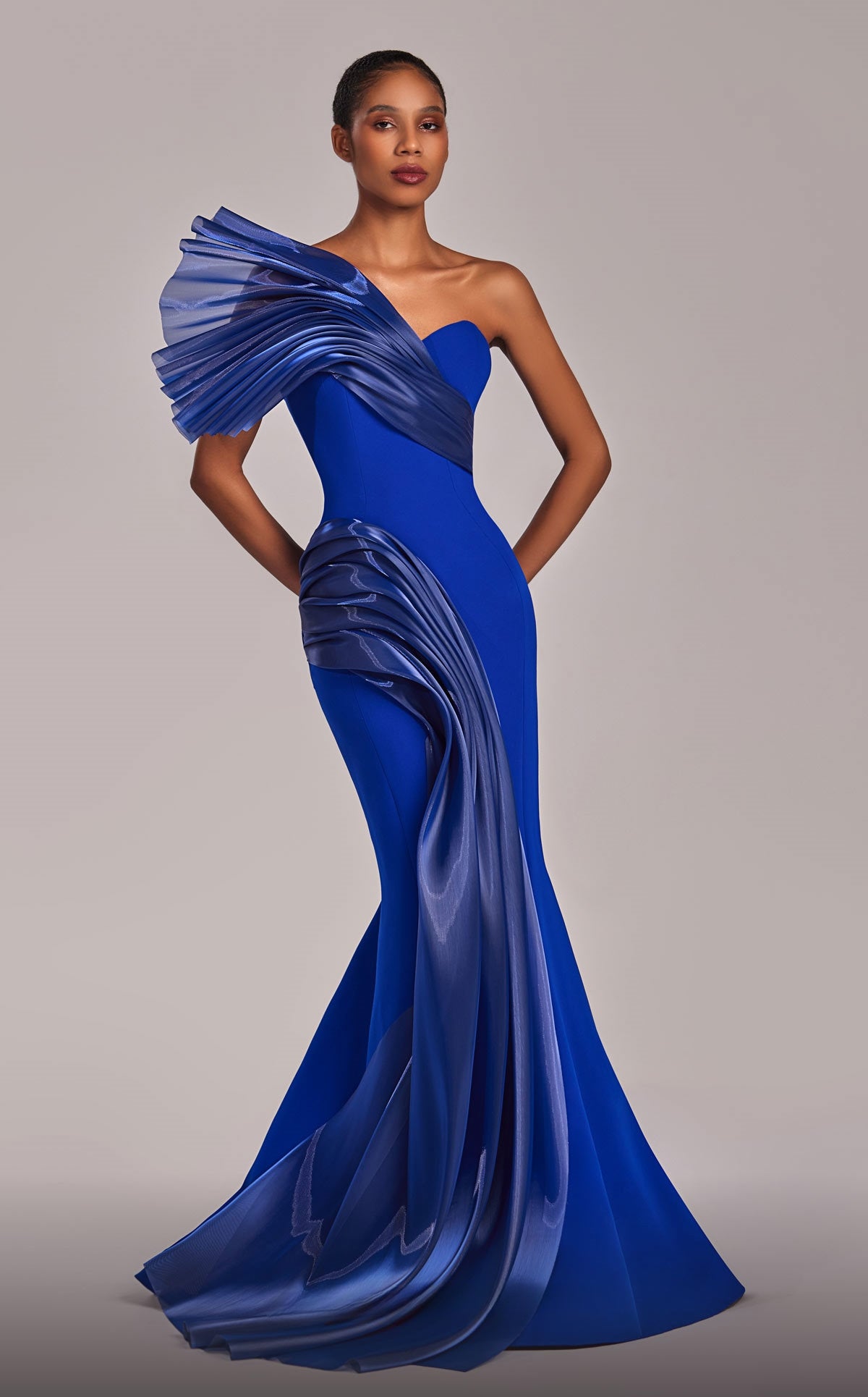 One Shoulder Sculpted Mermaid Gown