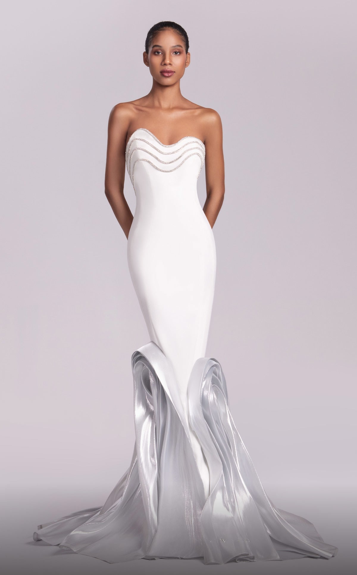 Metallic Sculpted Strapless Mermaid Gown