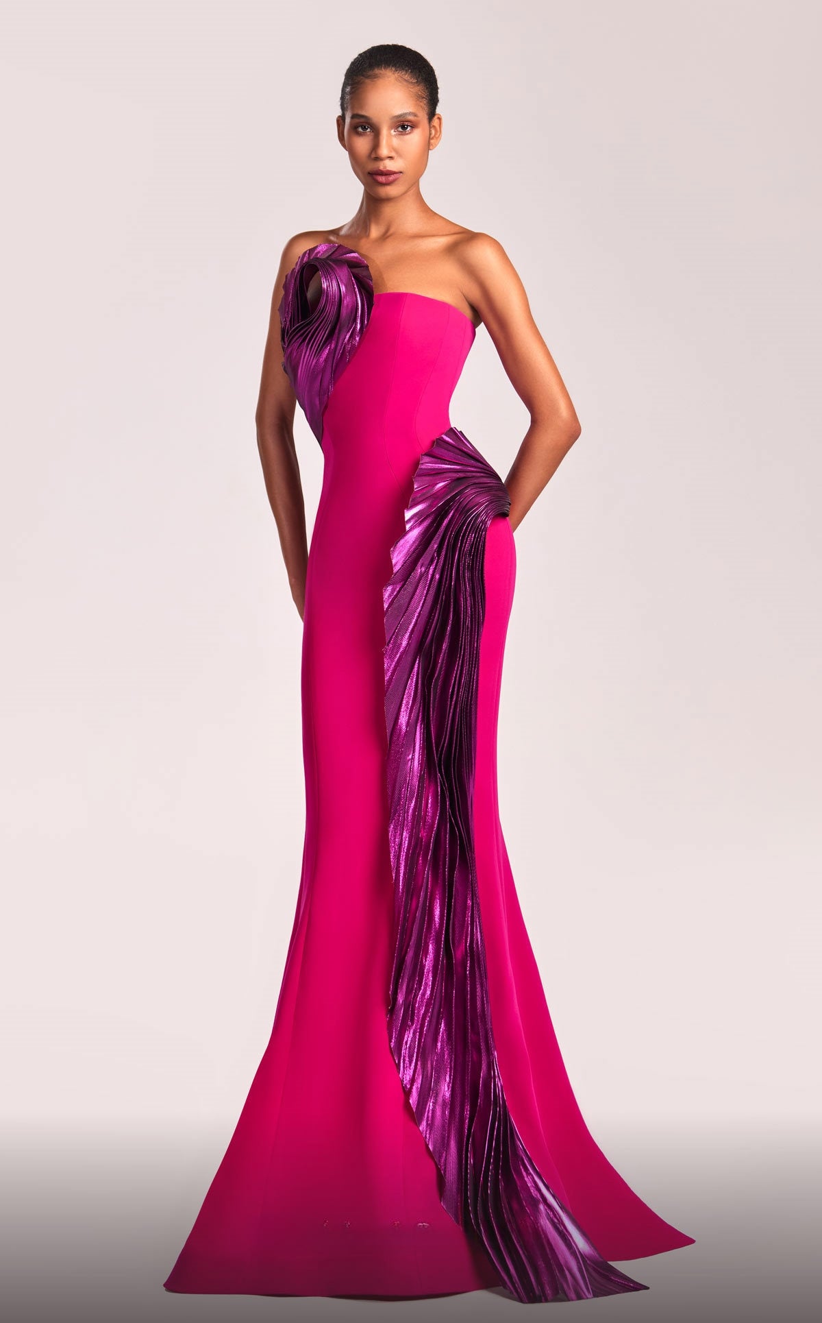 Strapless Gown with Metallic Accents