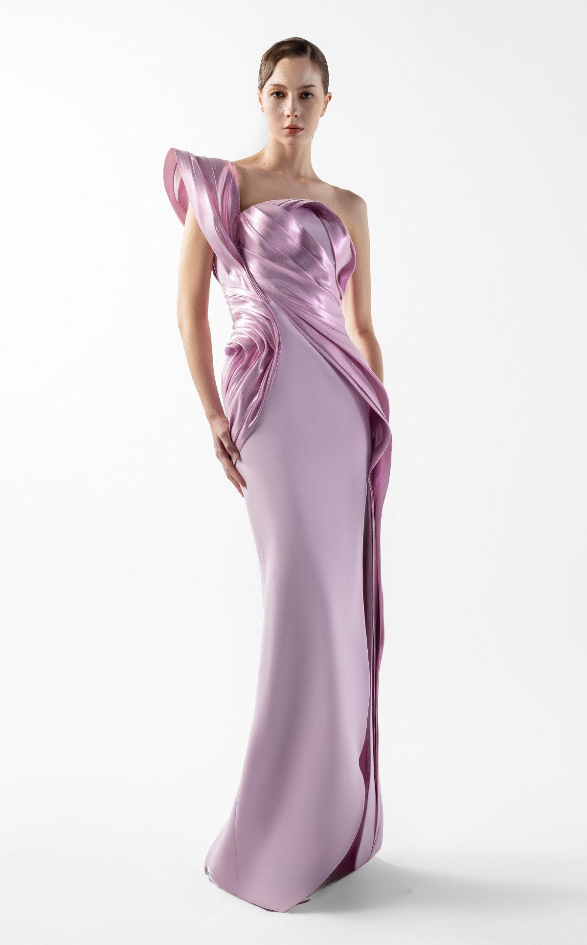 One-Shoulder Neckline Gown