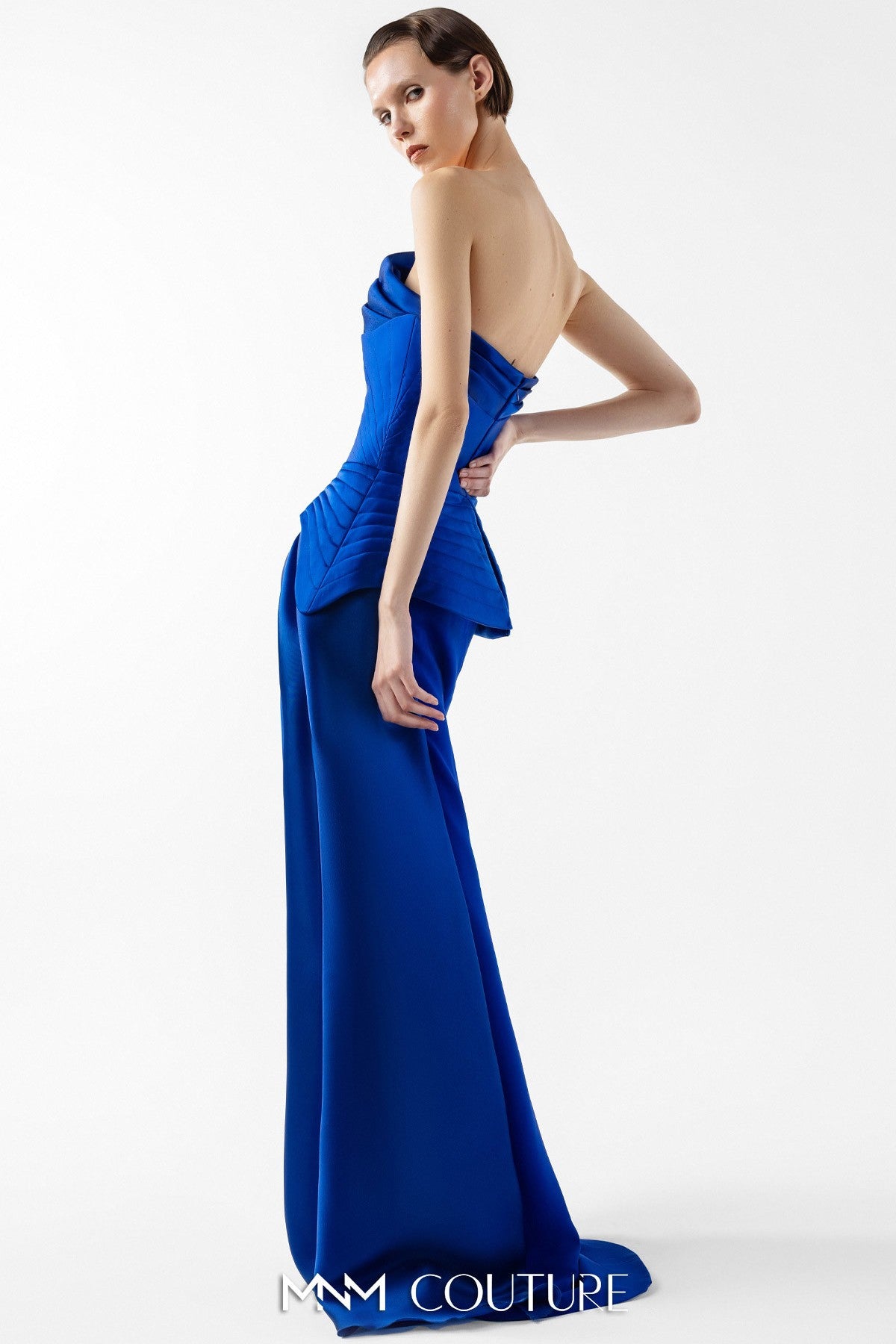 Royal Blue Corset Peplum Gown