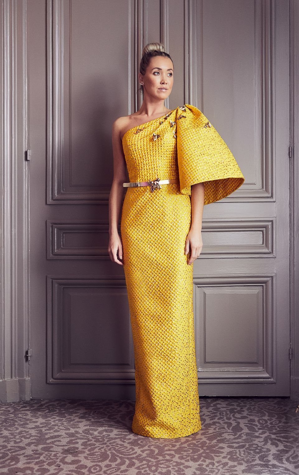 One Shoulder Column Gown