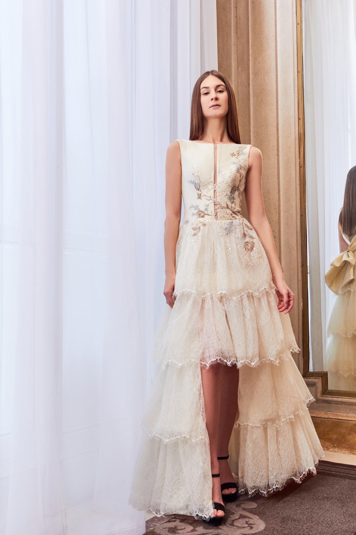 Sleeveless Embellished Hi-Lo Gown