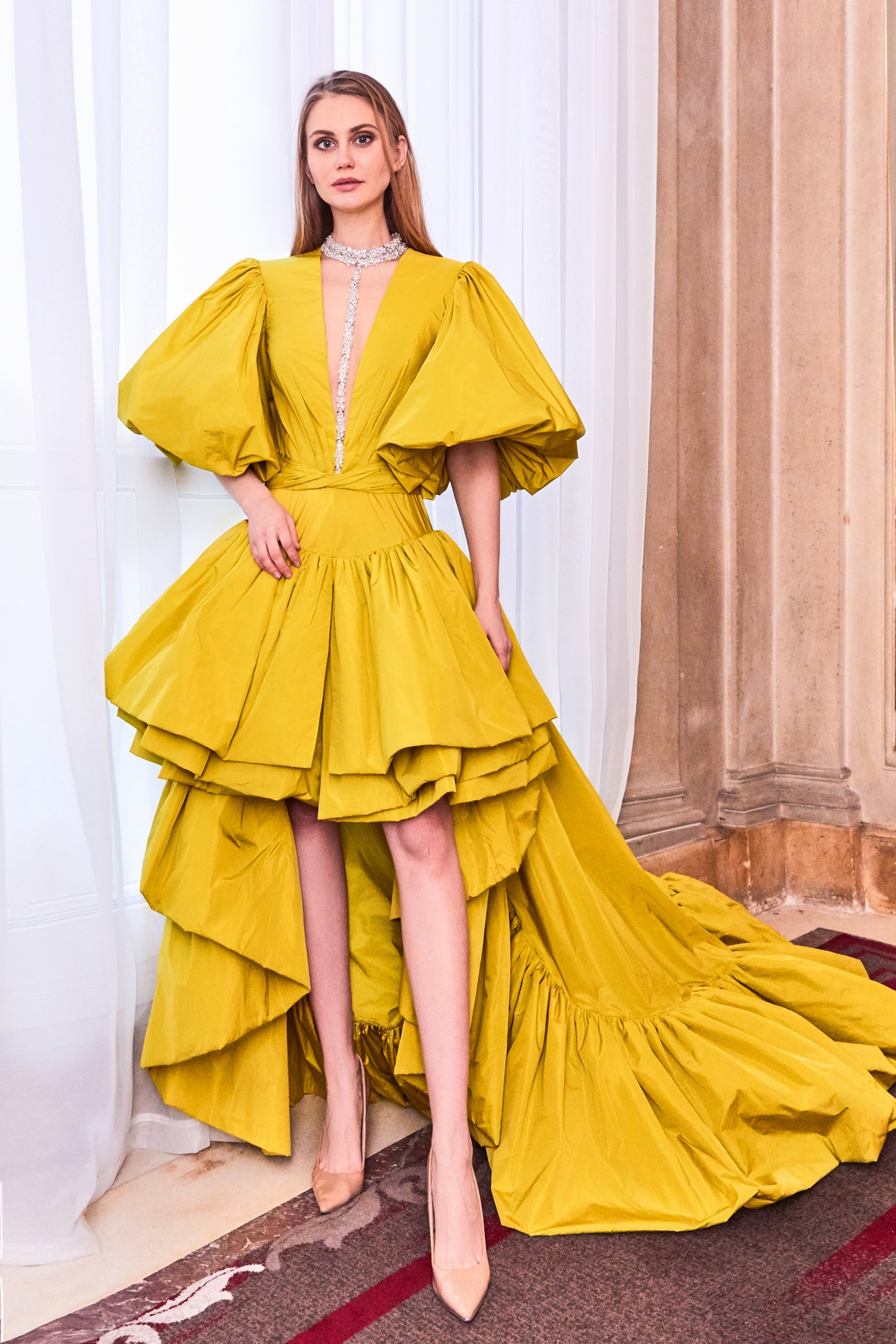 High-Low Short Sleeve Gown