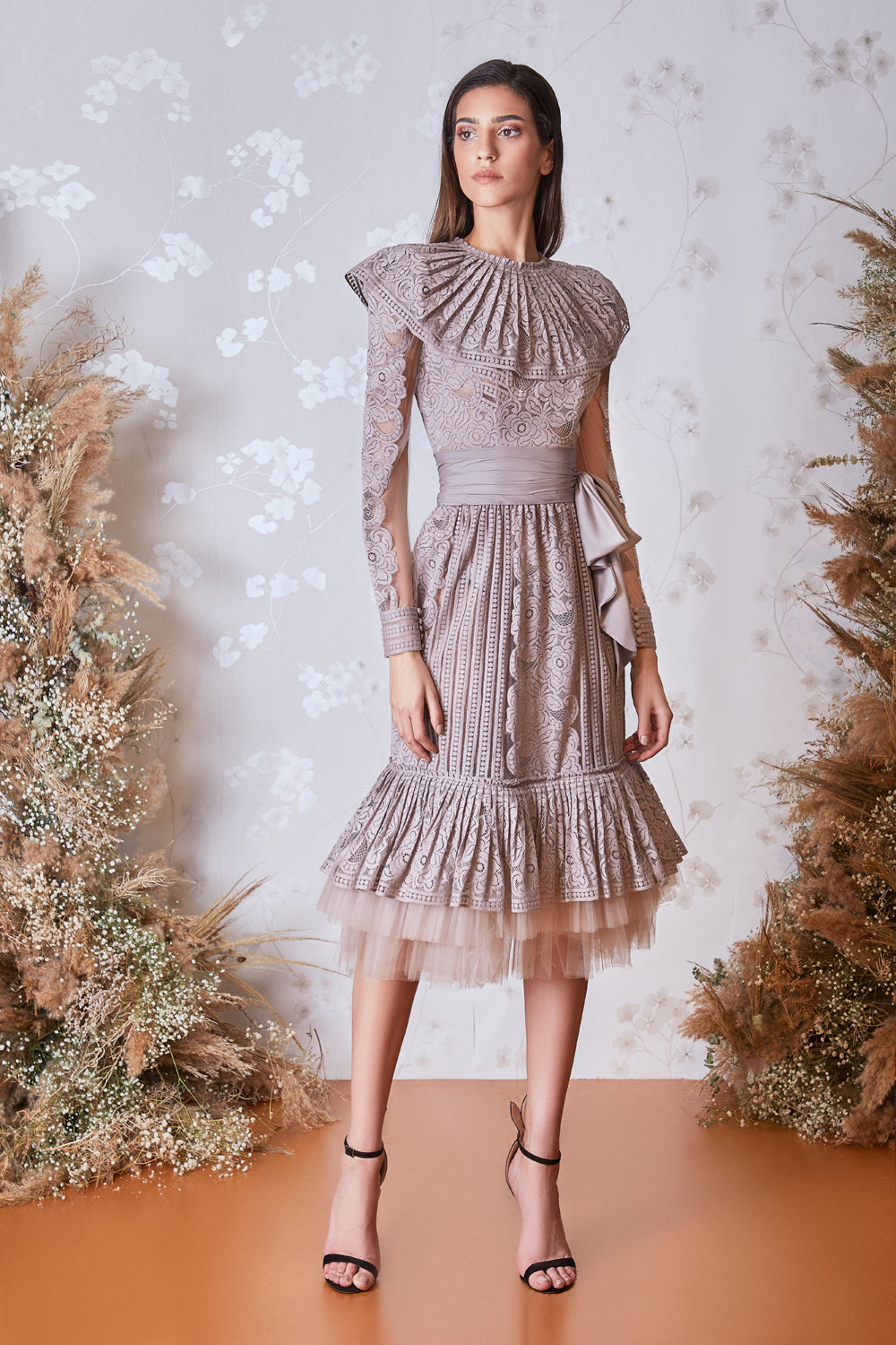 Long Sleeve Pleated Dress
