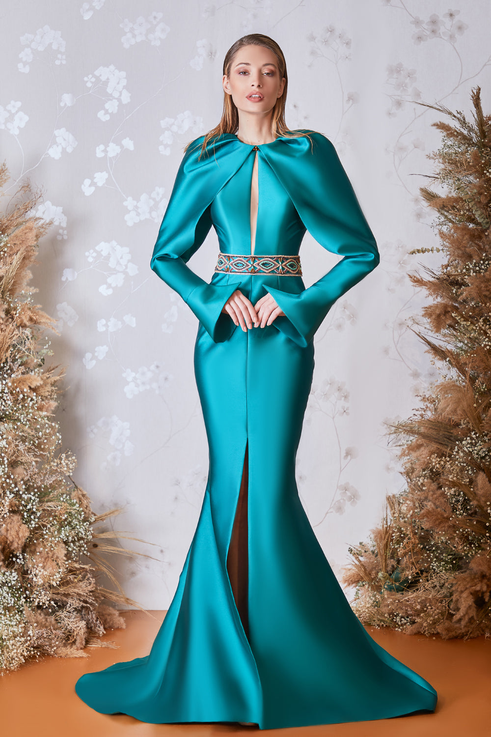 Long Sleeved Trumpet Gown