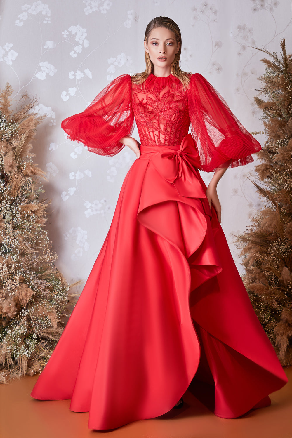 Long Sleeved Mini Dress with Overskirt