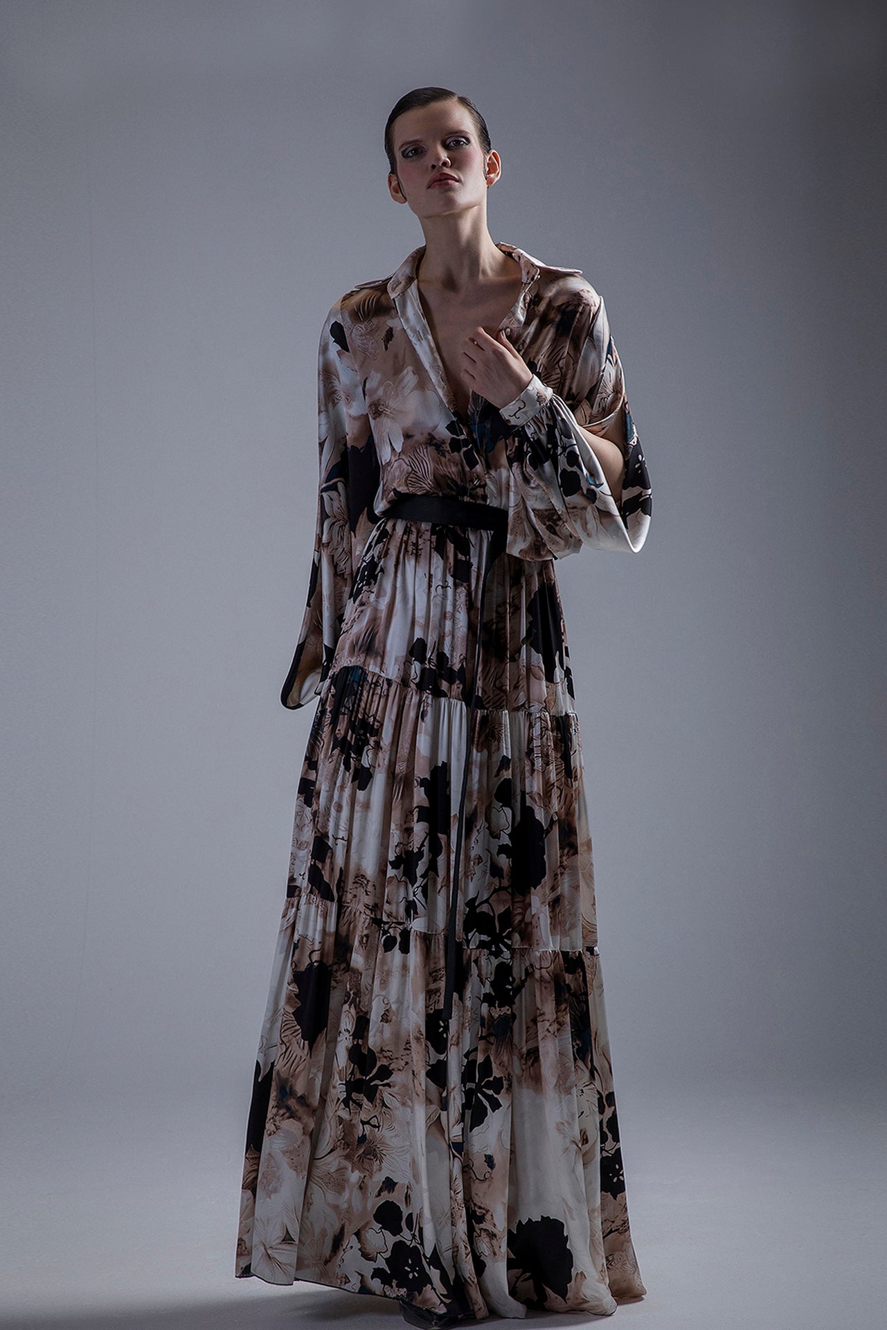 Floral Collared Gown