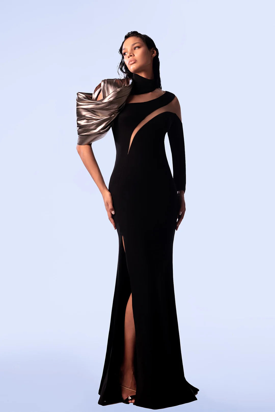 Asymmetric Long Sleeve Gown