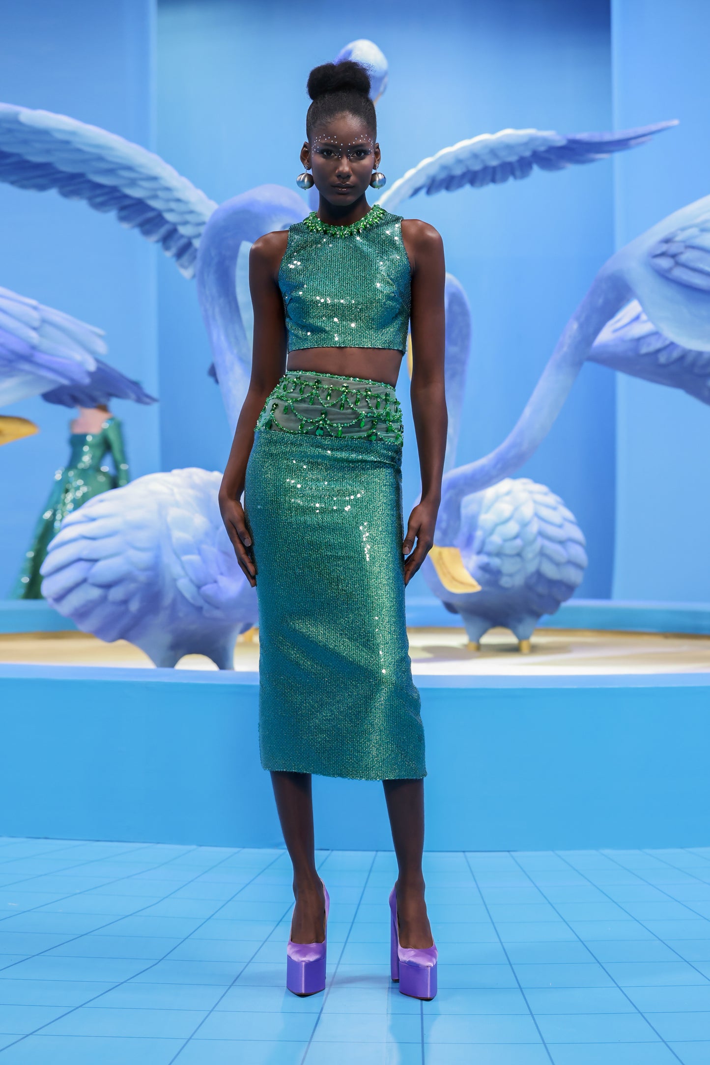 Beaded Sparkled Top and Skirt