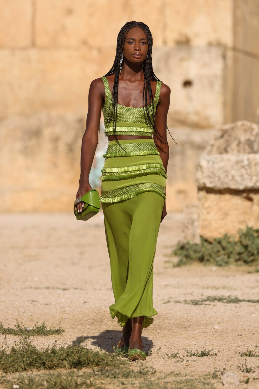 Woven Raffia Top and Skirt