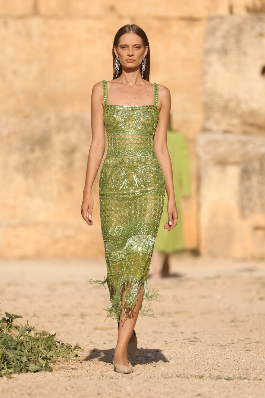 Sleeveless Dress with Fringes