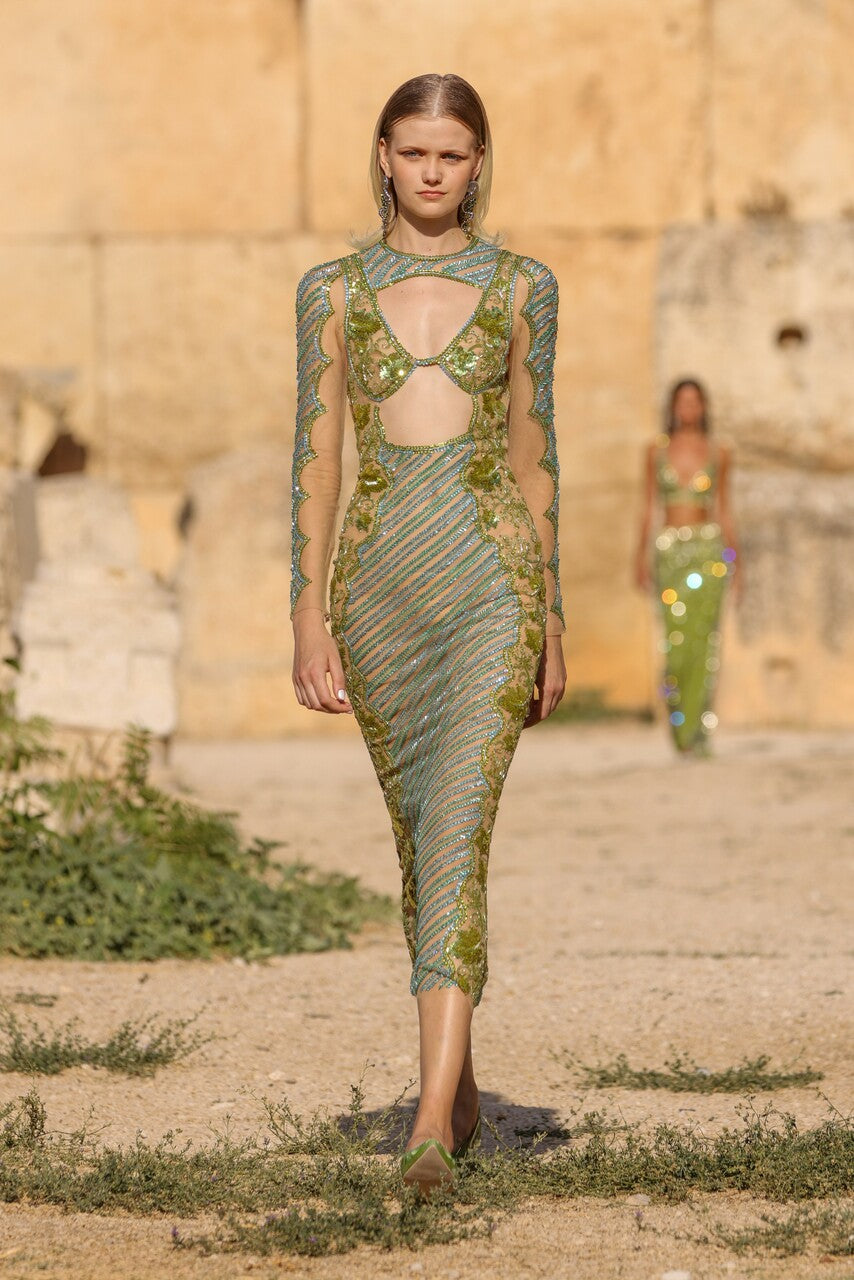 Cut-Out Beaded Dress