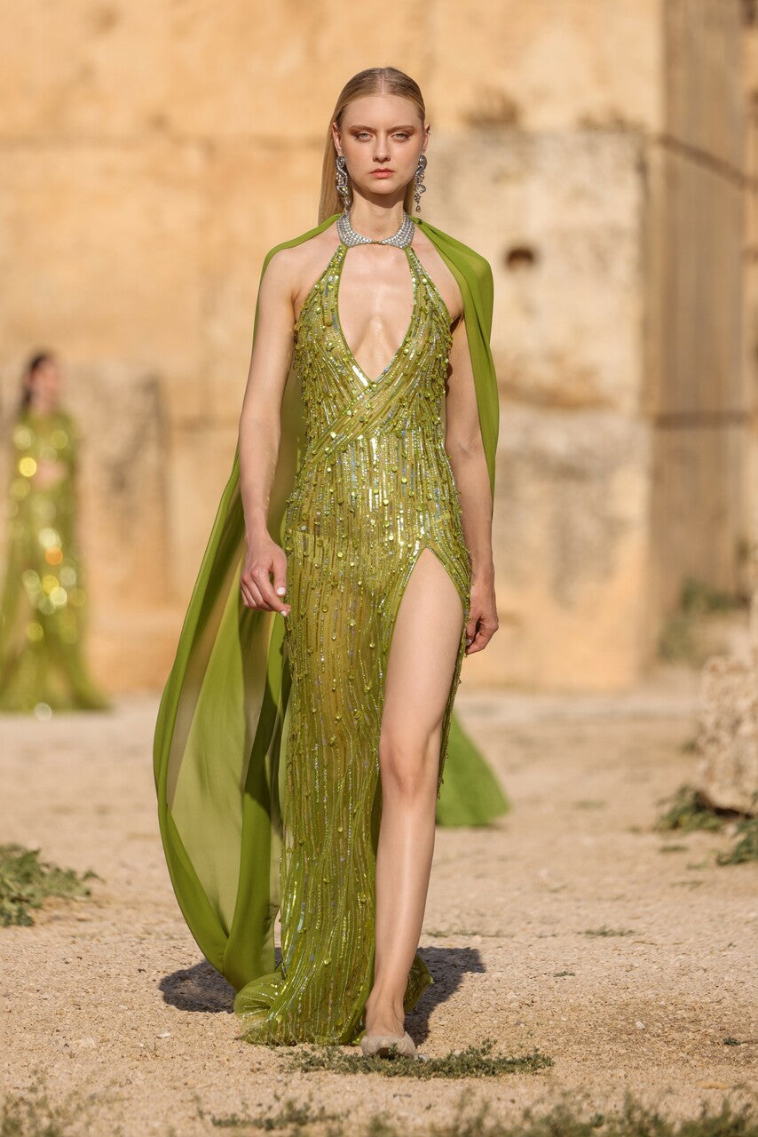 Cut-Out Dress with Shawls