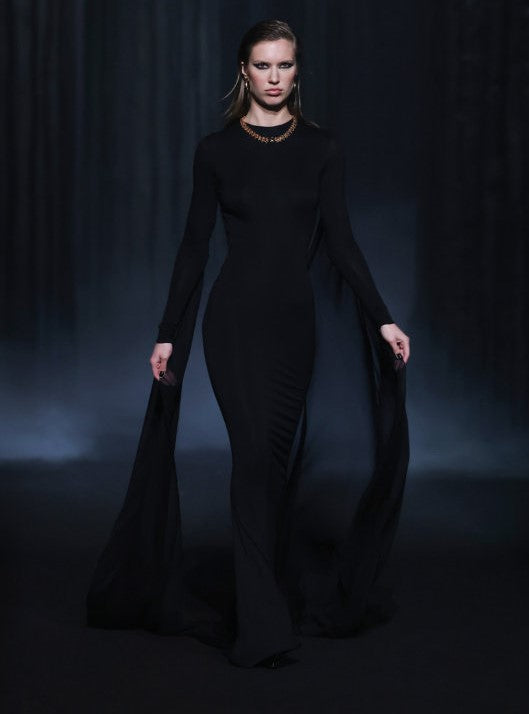 Jersey Stretch Gown with Mousseline Shawls