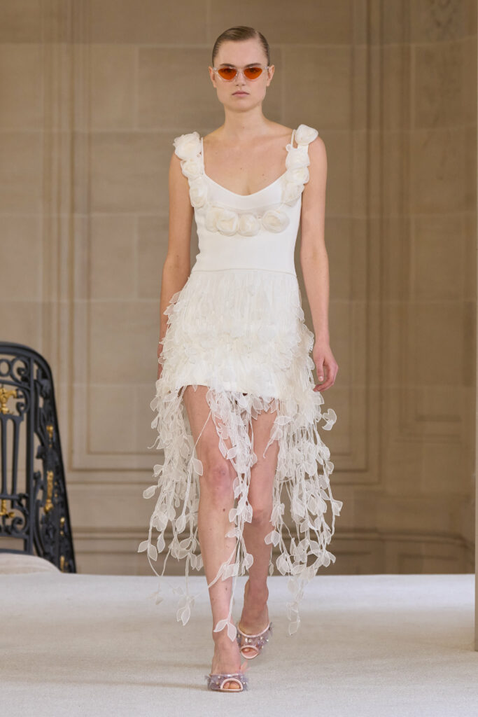 Sleeveless Laser Petal Fringe Dress