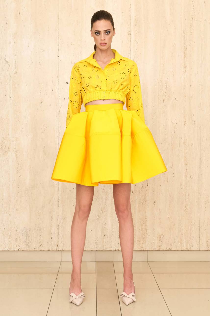 Collar-Neck Top with Skirt